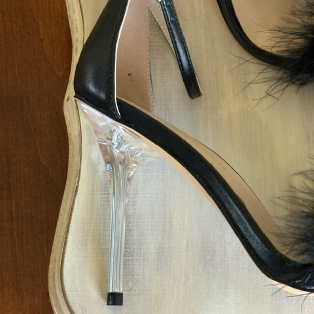 Eriken Urben WOMEN'S STRAPPY BLACK HEELS WITH FEATHERS Size 8 - Picture 9 of 15